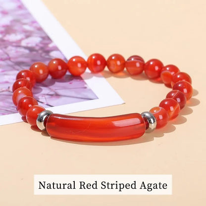 Tigerauge & Amethyst Armband – Rechteckiger Naturstein-Charm für Damen & Herren