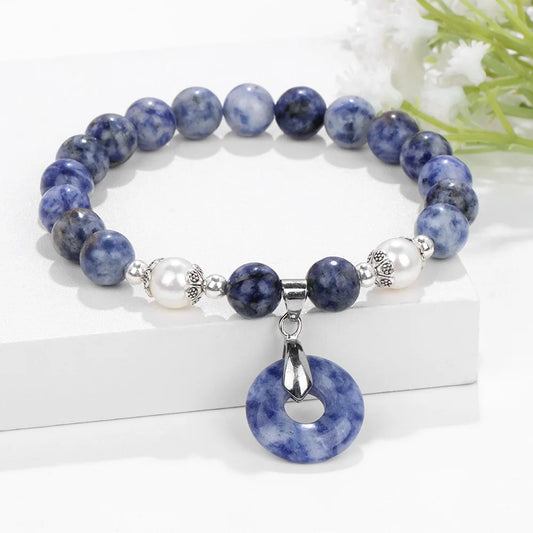 Kraftstein-Armband mit Symbolen – Naturstein-Schmuck für Frauen