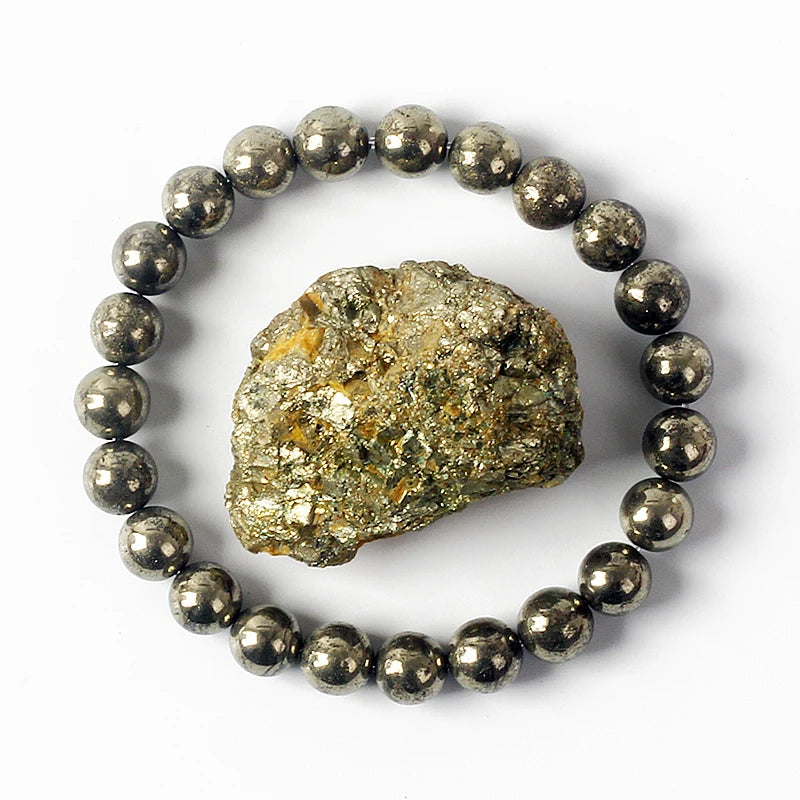 6/8 mm Pyrit-Armband – Heilstein für Energie & Blutkreislauf