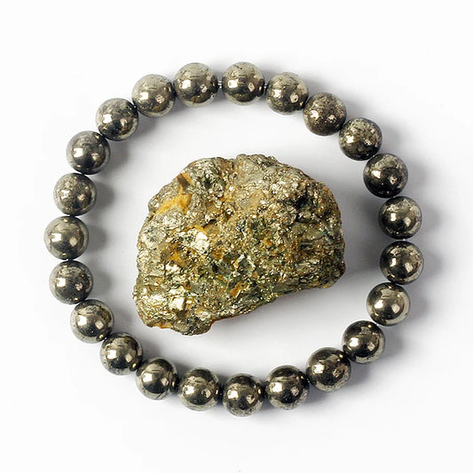 6/8 mm Pyrit-Armband – Heilstein für Energie & Blutkreislauf
