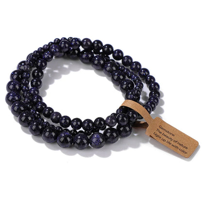 3er-Set Naturstein-Armbänder – Moosachat, Rhodonit & Quarz für Damen & Herren