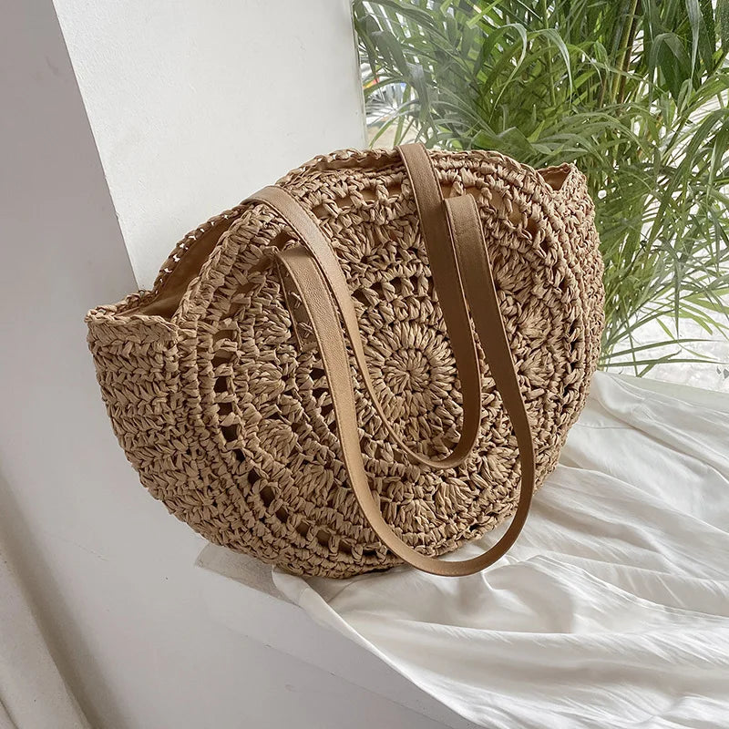 Sommer Rattan Tasche – Boho Handtasche mit großer Kapazität