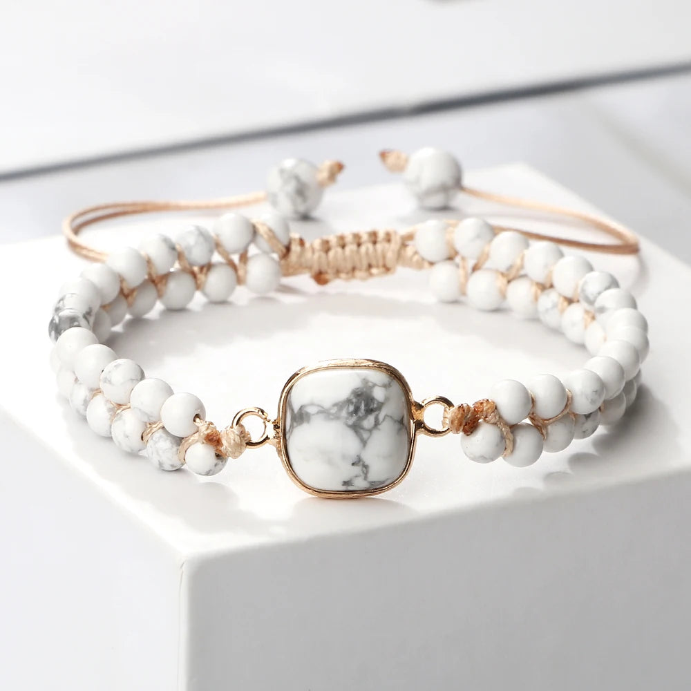 4 mm Howlith-Armband – Mini-Naturstein für Yoga & Heilung