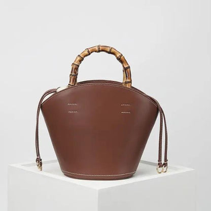 Leder Bambus Eimer Tasche CJ