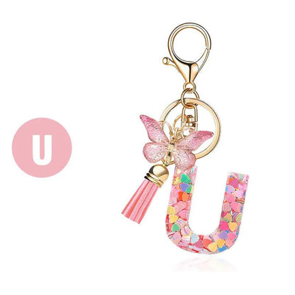 Kristall Buchstabe Keychain mit Herz CJ