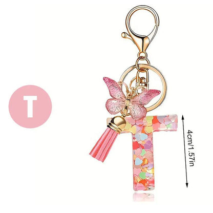 Kristall Buchstabe Keychain mit Herz CJ