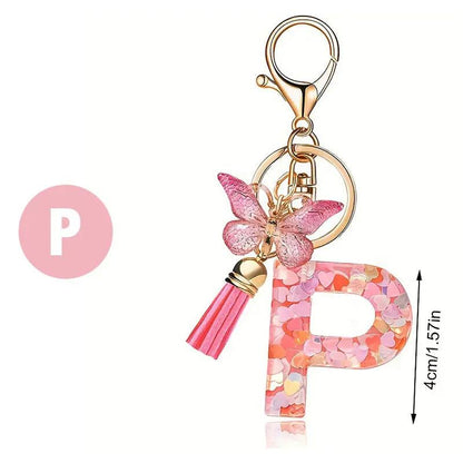Kristall Buchstabe Keychain mit Herz CJ