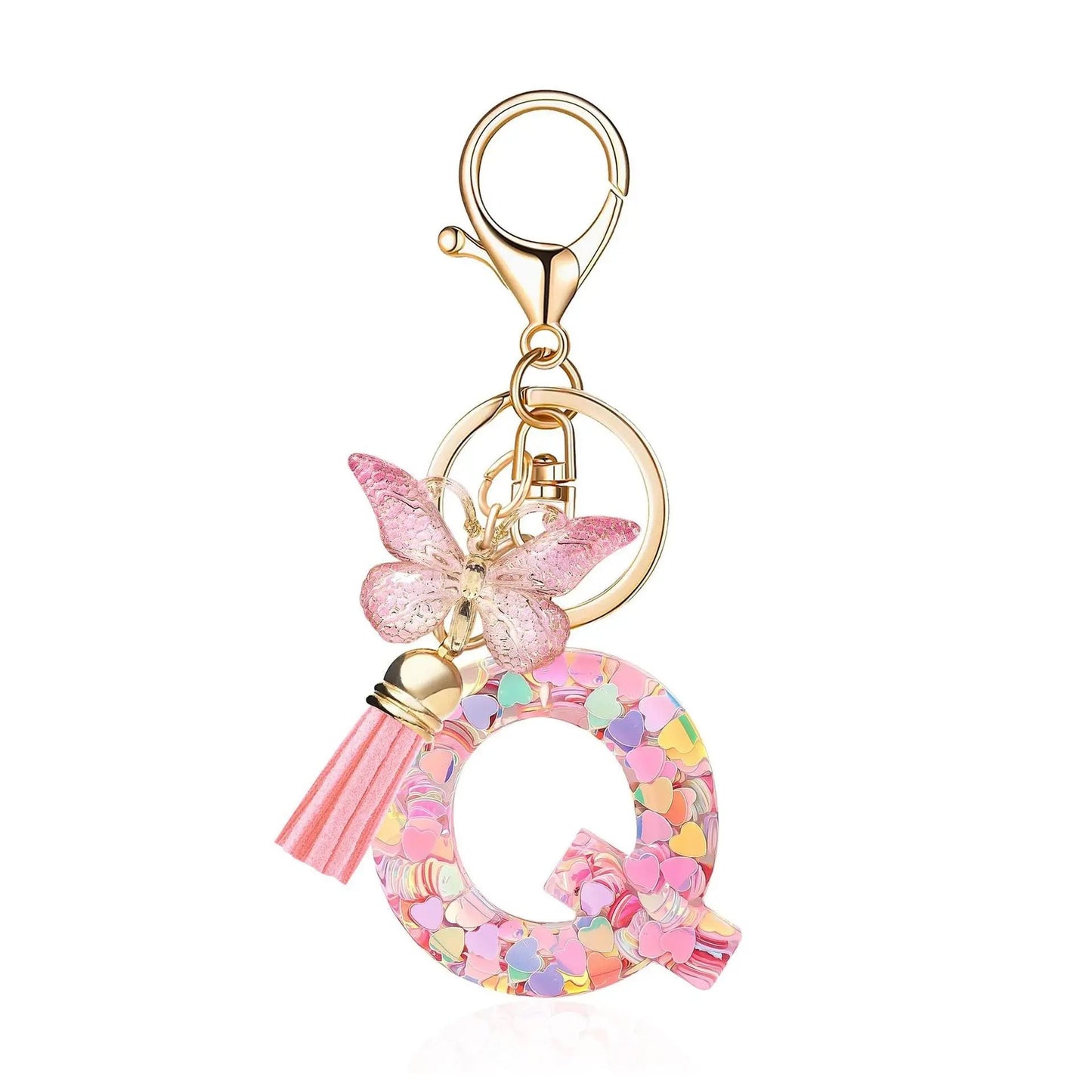 Kristall Buchstabe Keychain mit Herz CJ