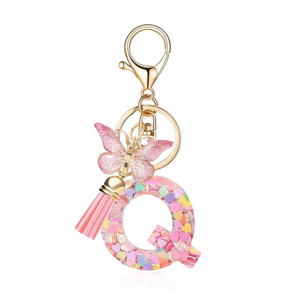 Kristall Buchstabe Keychain mit Herz CJ