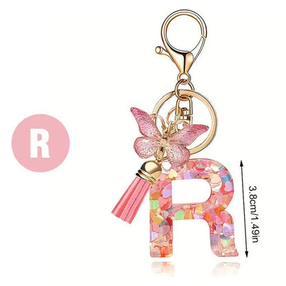 Kristall Buchstabe Keychain mit Herz CJ