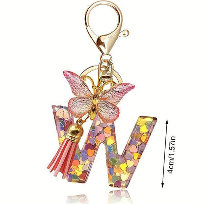 Kristall Buchstabe Keychain mit Herz CJ