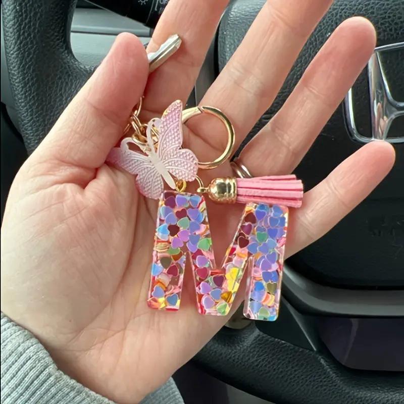 Kristall Buchstabe Keychain mit Herz CJ