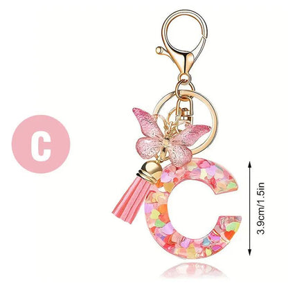 Kristall Buchstabe Keychain mit Herz CJ