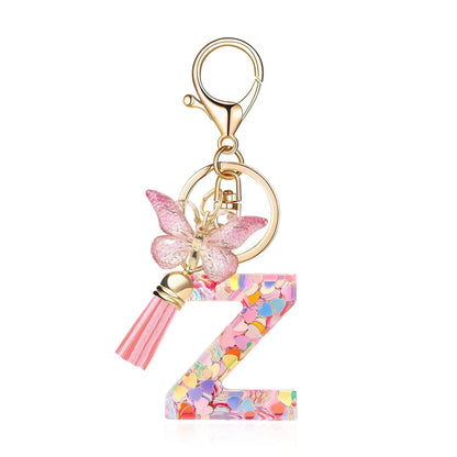 Kristall Buchstabe Keychain mit Herz CJ